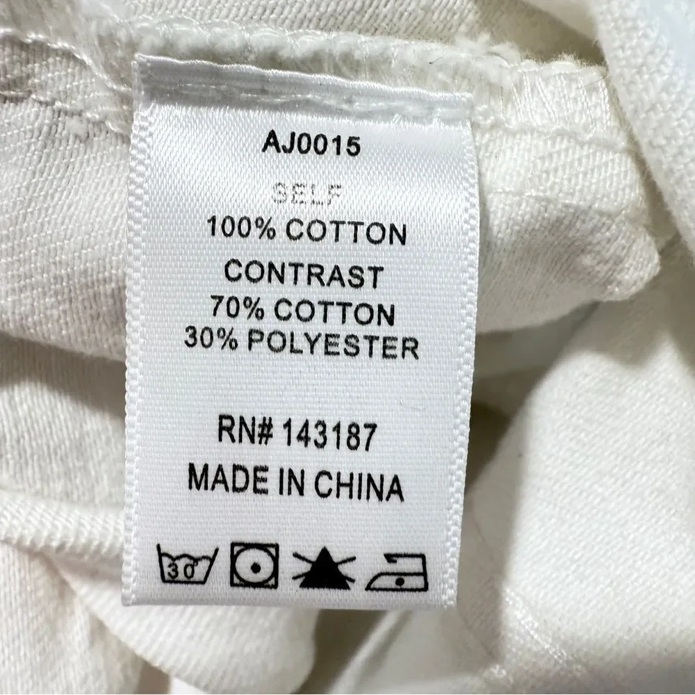 NWOT Dance & Marvel White Gray, Raw Hem, Crop Detachable Hoodie, Denim Jacket, - Picture 13 of 15